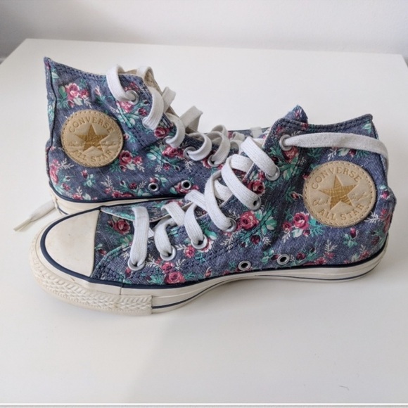 Converse Rose Floral High Top Chuck Taylor All Stars Sneakers - Picture 3 of 6
